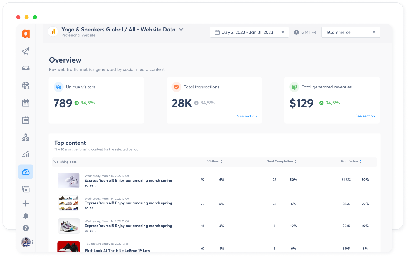 A view of track your goals and conversions